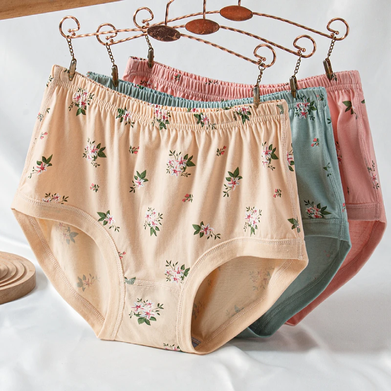 中老年人内裤女纯棉抗菌老人三角裤妈妈高腰宽松大码胖mm奶奶短裤