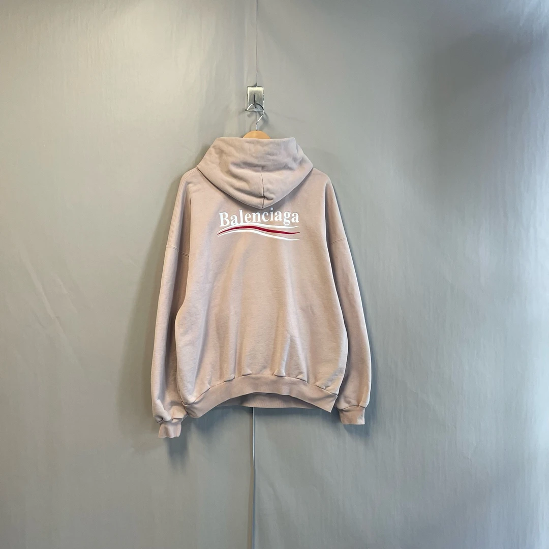 未使用 Balenciaga/巴黎世家 经典可乐刺绣款粉色卫衣1码 #8503