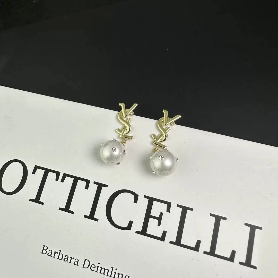 铜合金莫桑石耳饰 YTT-925(杨树林珍珠带钻耳环)气质银针耳饰