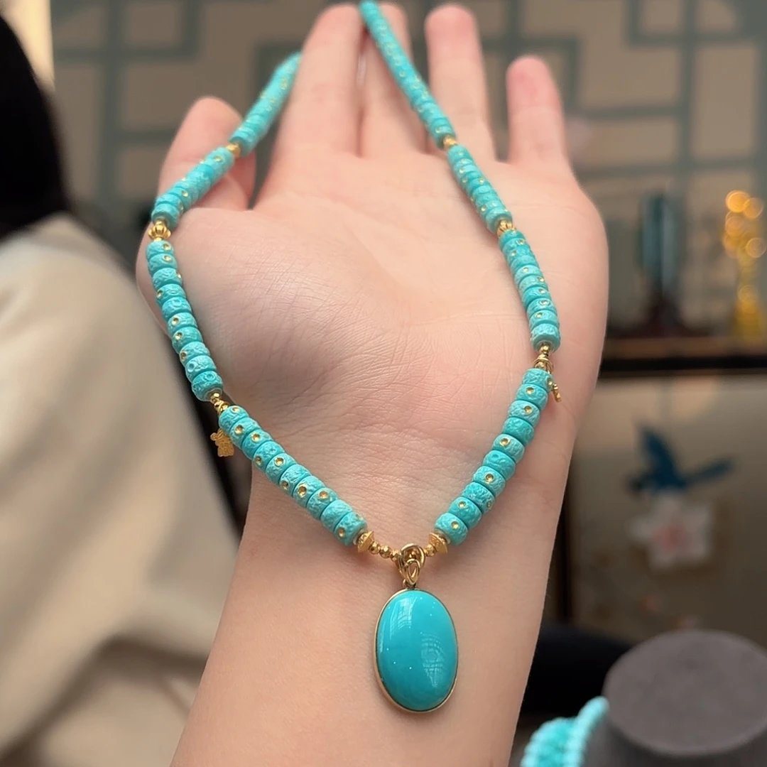 绿松石18K金镶嵌颈饰