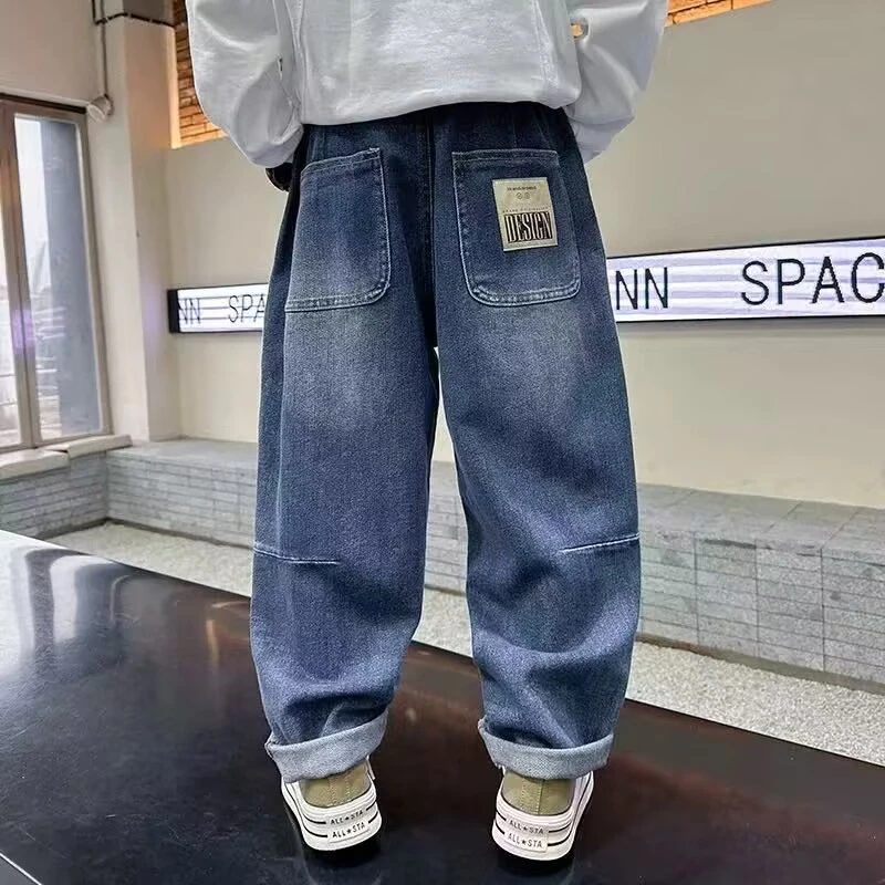 男童牛仔裤春秋2025新款洋气儿童长裤中大童宽松休闲男孩帅气裤子