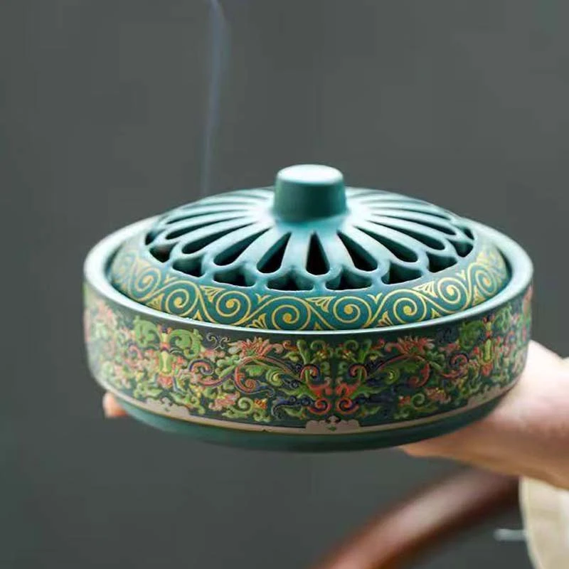 高温陶瓷珐琅彩大号蚊香炉打篆香炉