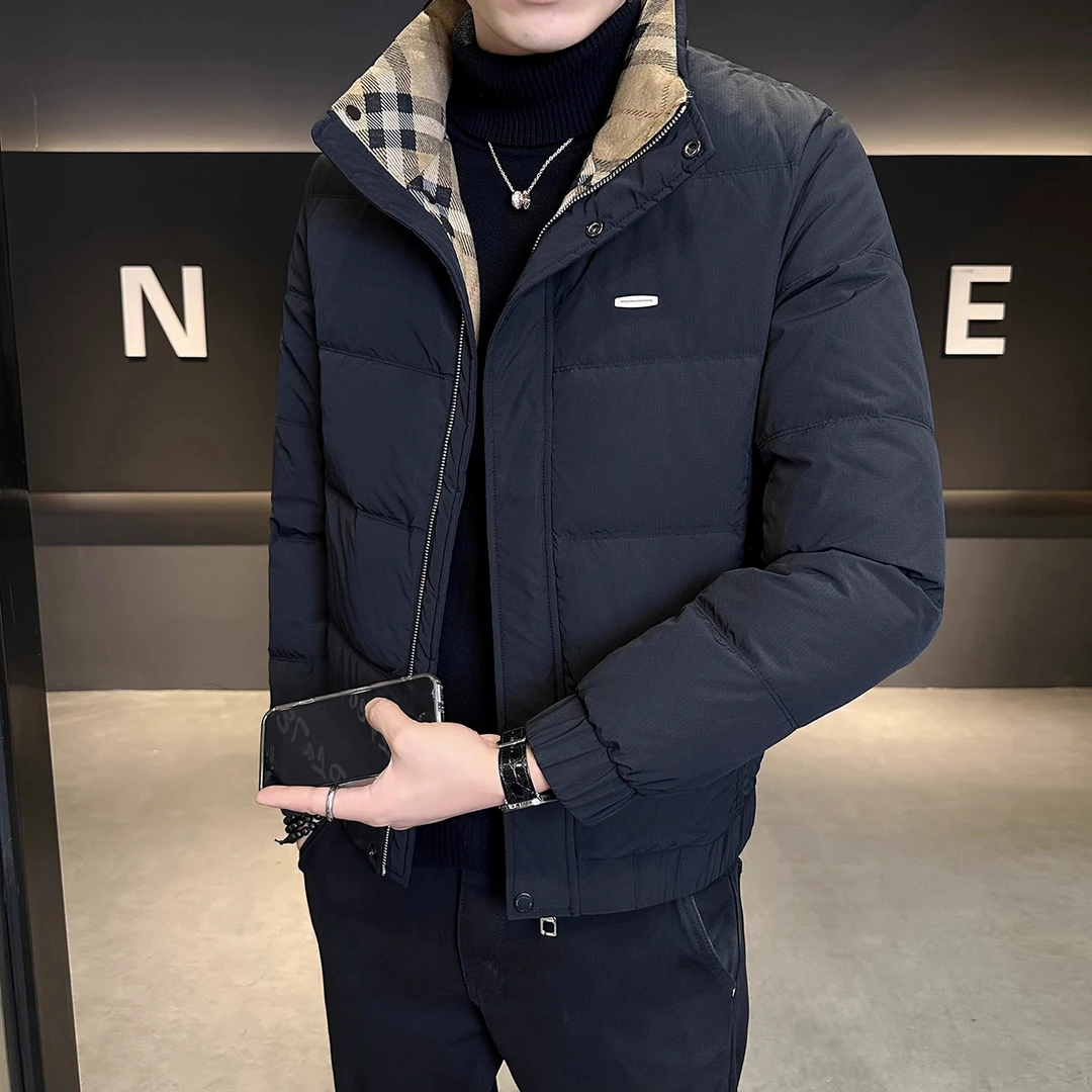 轻奢痞帅男装美式休闲羽绒服男款冬季新款立领修身轻薄保暖外套潮