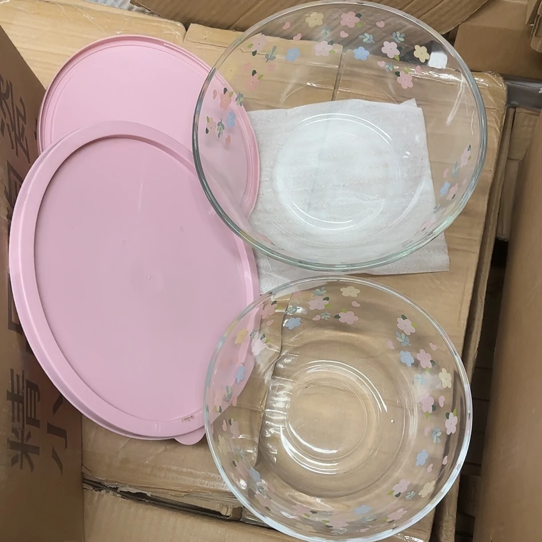 白瓷超大号玻璃保险碗一大一小带盖