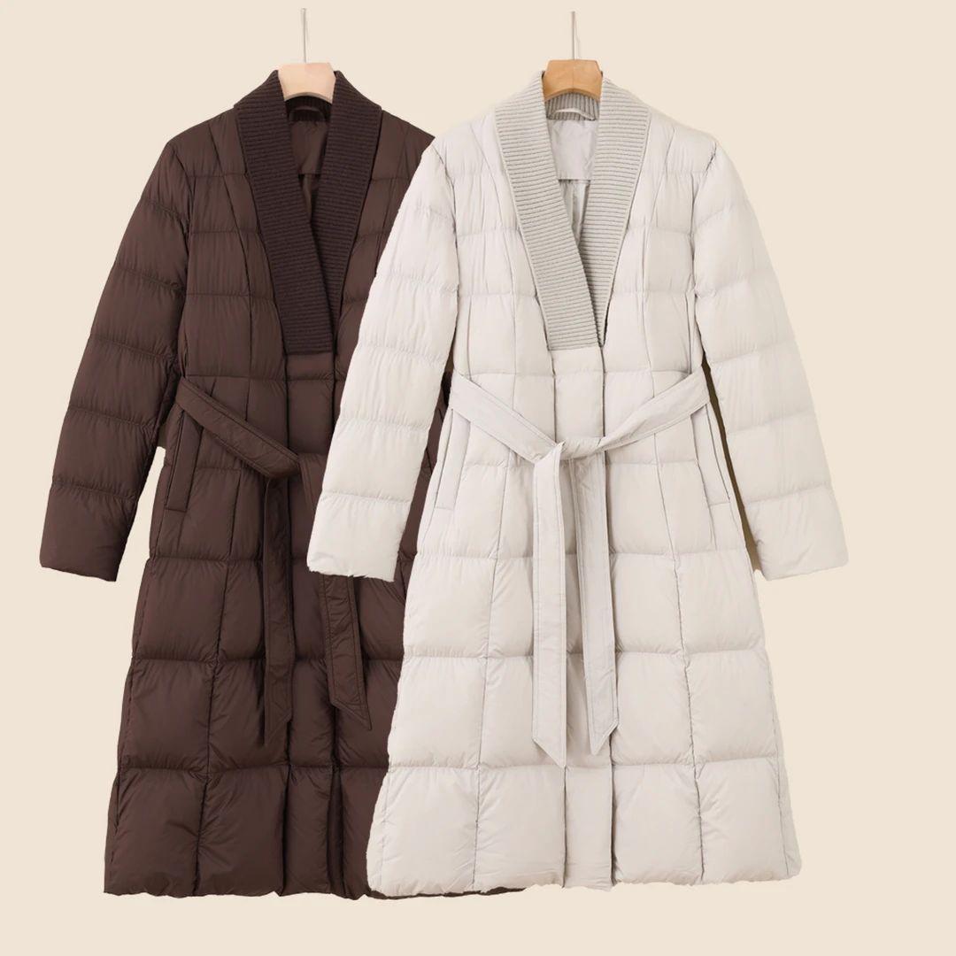 LANZIBES/蓝之蓓秋冬羽绒服女中长款加厚保暖白鸭绒外套C10743
