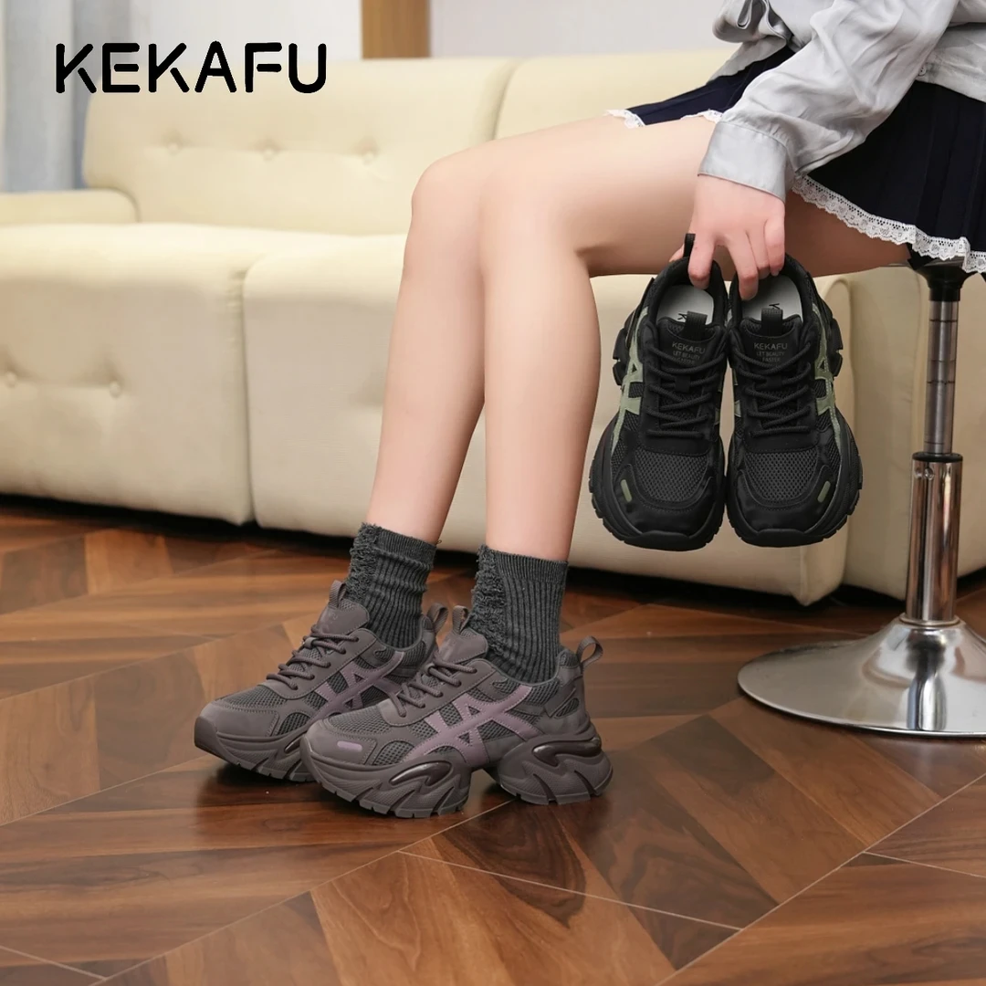 珂卡芙同款2025年新款增高显脚小【厚底增高6CM】时尚老爹鞋