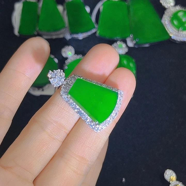 翡翠银S925镶嵌吊坠(不含链)