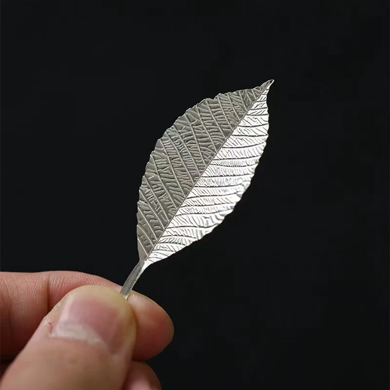 足银银制品 锦鲤小鱼叶子泡茶银茶道煮水专用茶空间茶桌摆件-319