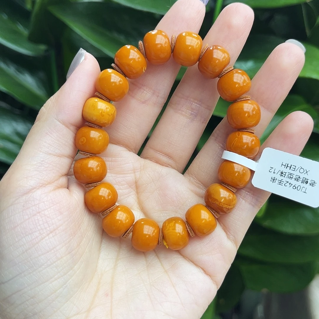 琥珀未镶嵌手链12m老蜡