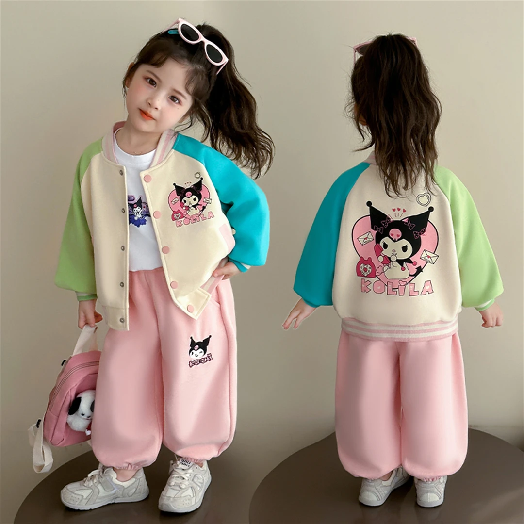 女童卡通棒球服套装洋气儿童外套春秋季新款女宝宝休闲两件套女孩