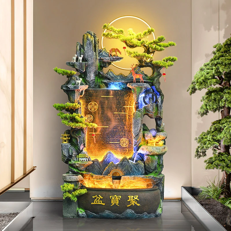 聚宝盆假山自动循环流水招财风水轮开业乔迁公司门店送礼装饰摆件
