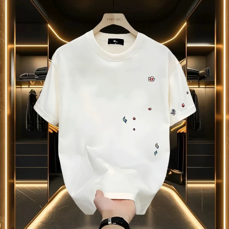 260g重磅精梳纯棉短袖T恤男士美式潮牌夏季新款宽松圆领上衣百搭