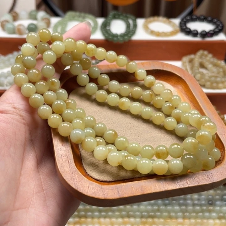 和田玉未镶嵌毛衣链珠串8mm