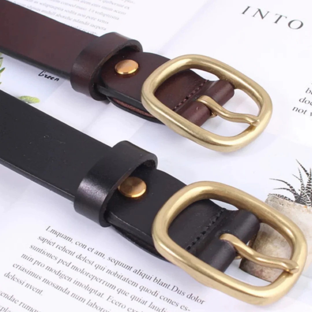 皮带女真皮时尚百搭头层牛皮牛仔裤带韩版休闲铜扣针扣女士潮腰带