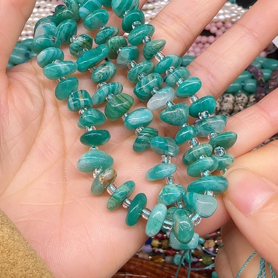 玛瑙/玉髓合金珠宝半成品天河石卡子8-10mm一条