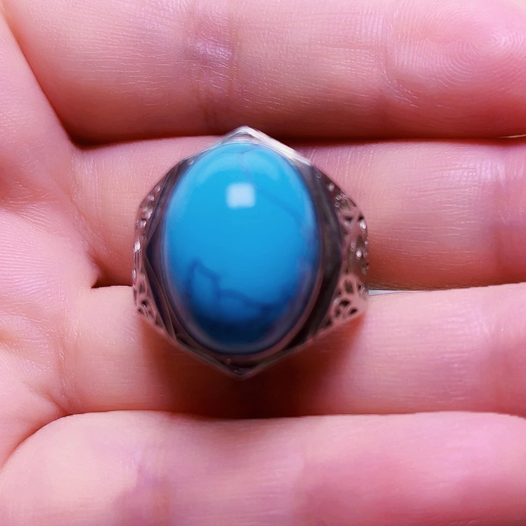 银S925镶嵌绿松石原矿绿松石