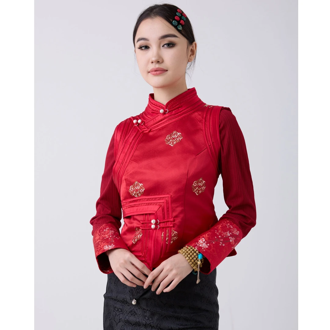 【阿泯娜】A2303马夹坎肩女上衣气质百搭蒙古民族风马夹传统女款