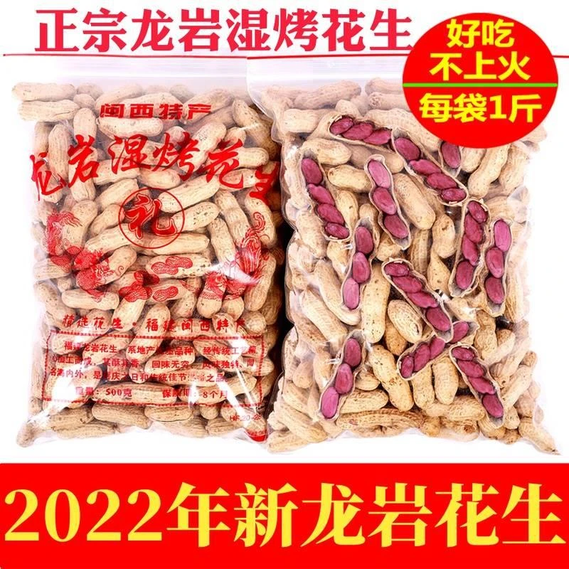 花生米福建龙岩湿烤花生带壳正宗水煮咸干原味紫衣红皮袋装食品