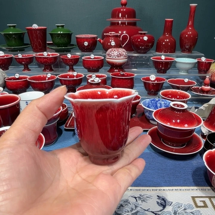 景德镇浅行窑花口闻香杯