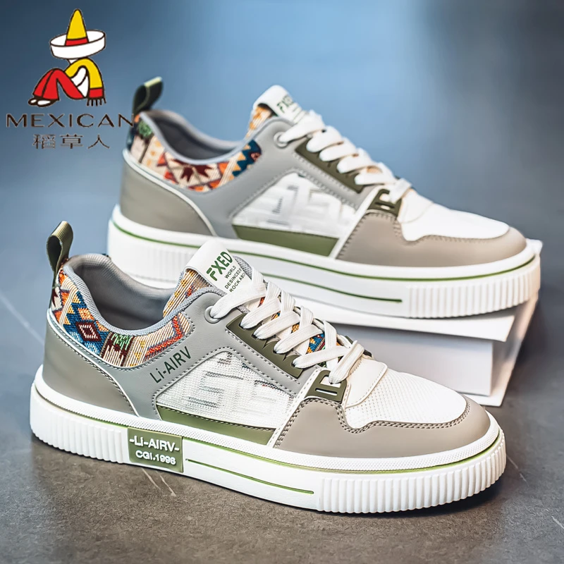 稻草人男鞋新款2025夏季透气爆款痞帅透气百搭潮鞋男士网红板鞋男