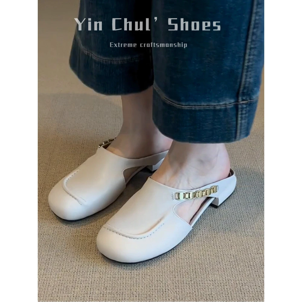 【DR设计师联名款】【头层OMG!】小众包头半拖鞋女夏款新款镂空透