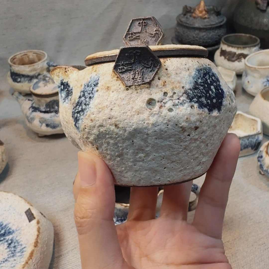 粉引微瑕一把单壶