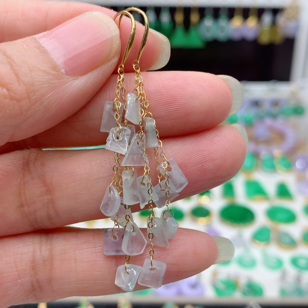 翡翠18K金镶嵌耳饰