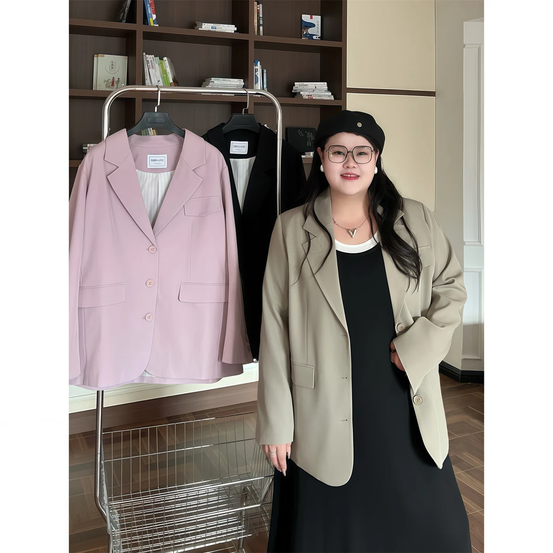 【断码捡漏】大码女装花契200斤胖mm韩风TR乐丽丝通勤休闲西装15630