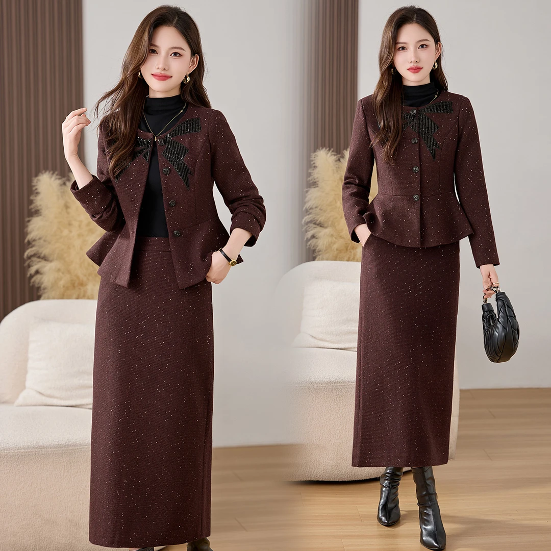 小香风套装2025新款秋冬气质轻奢高级感大方得体穿搭一整套两件套