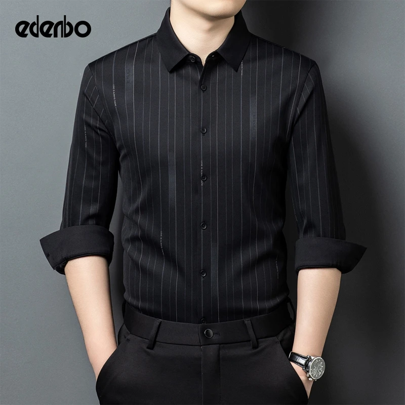 【商场同款】爱登堡男士休闲衬衫25新款秋冬季轻奢条纹保暖加绒衬衣