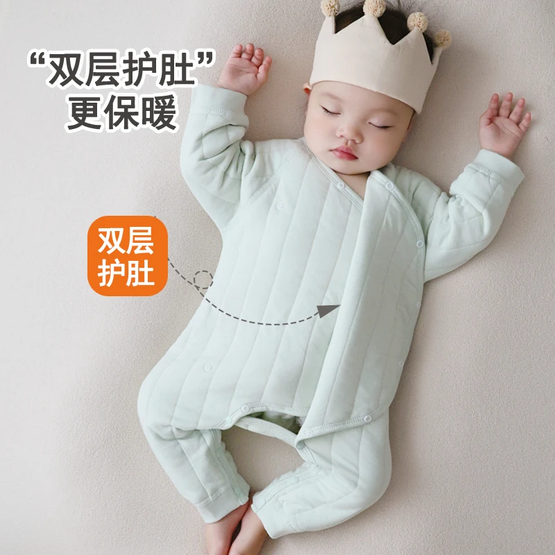 婴儿连体衣保暖春秋款夹棉冬装新生儿宝宝衣服秋装哈衣加厚秋冬季