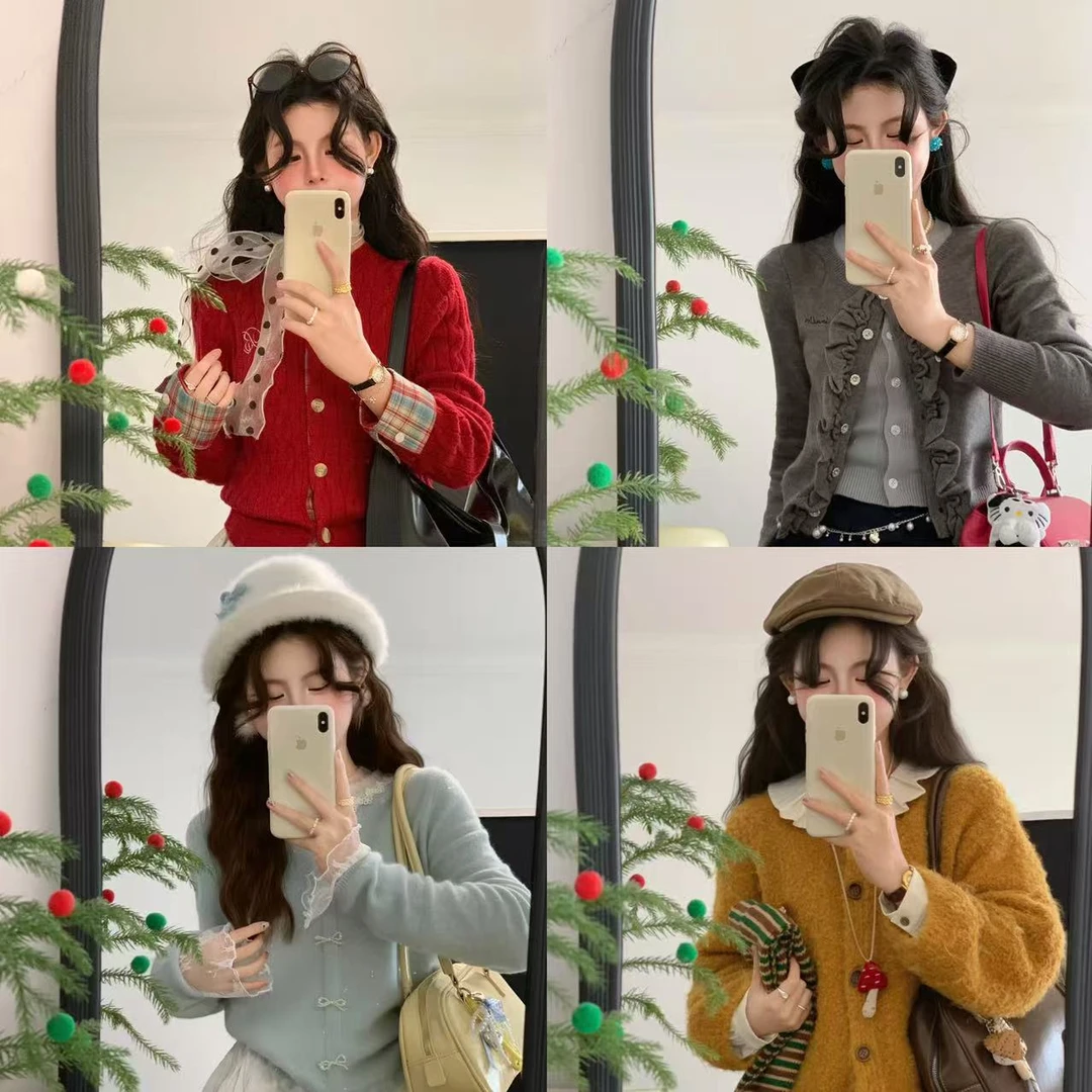 重磅毛衣ins韩系加绒加厚气质加绒套头开衫毛衣女秋冬洋气网红