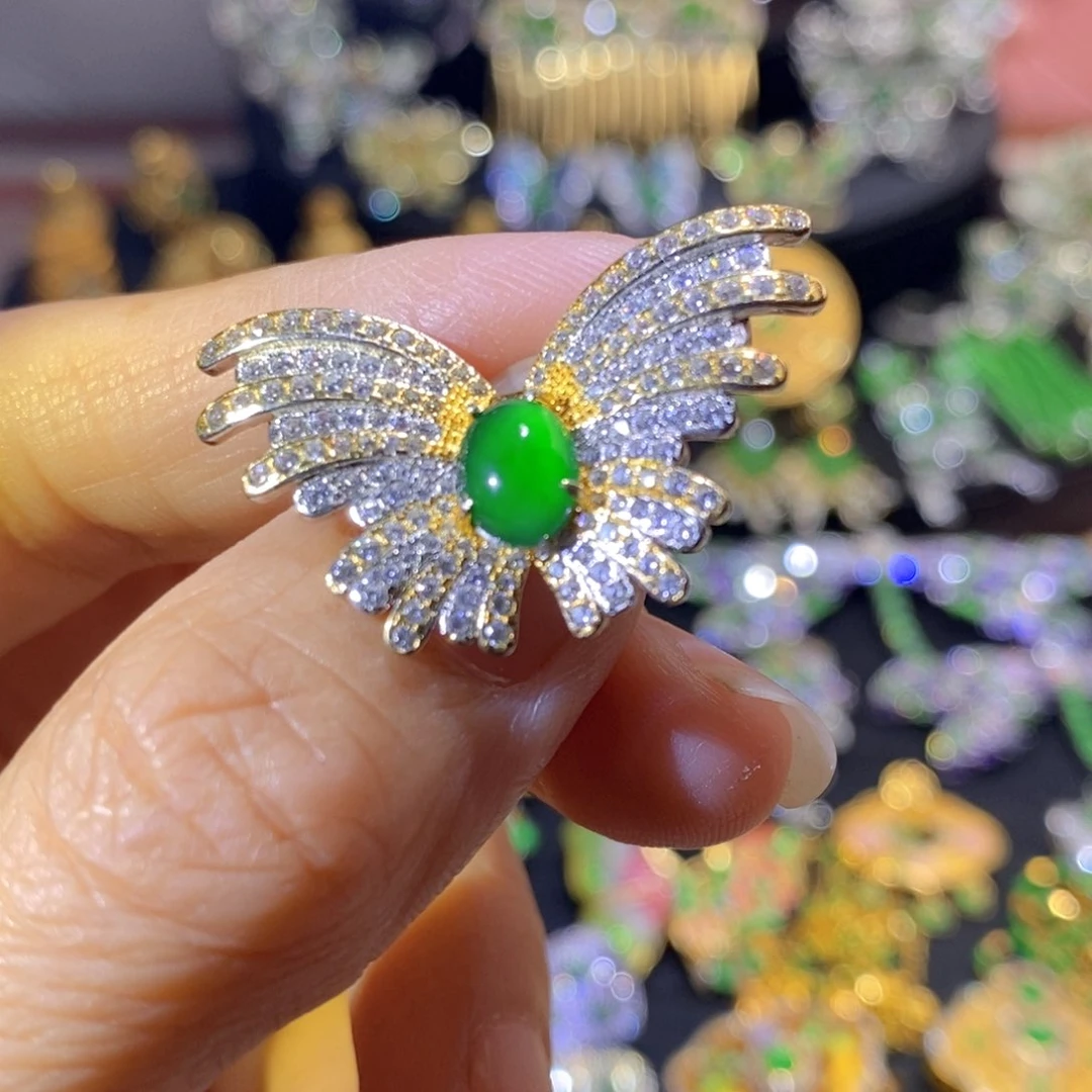 银S925镶嵌挂件翡翠