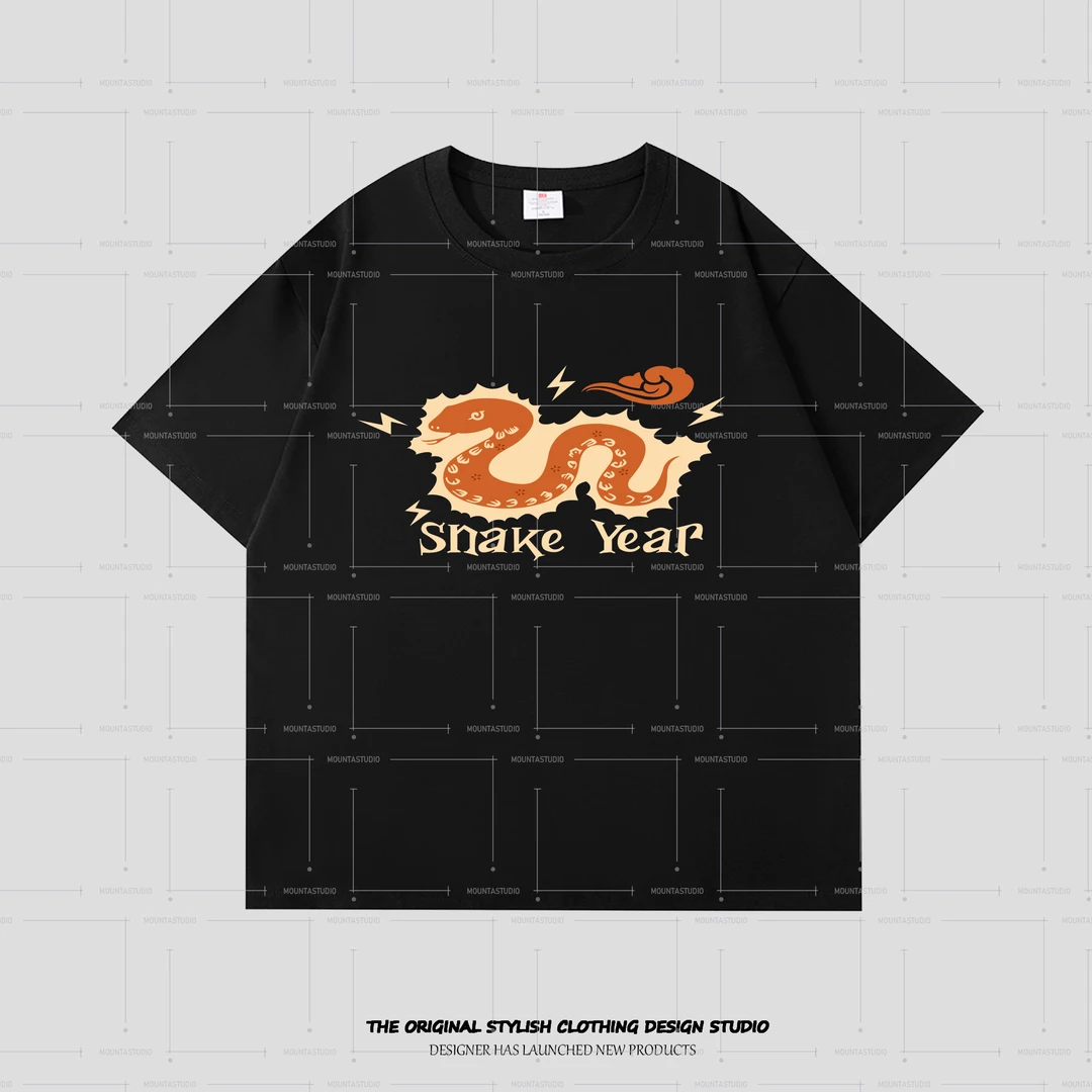 【新品】短袖t恤男女同款2025夏季宽松印花重磅纯棉圆领大版半袖潮