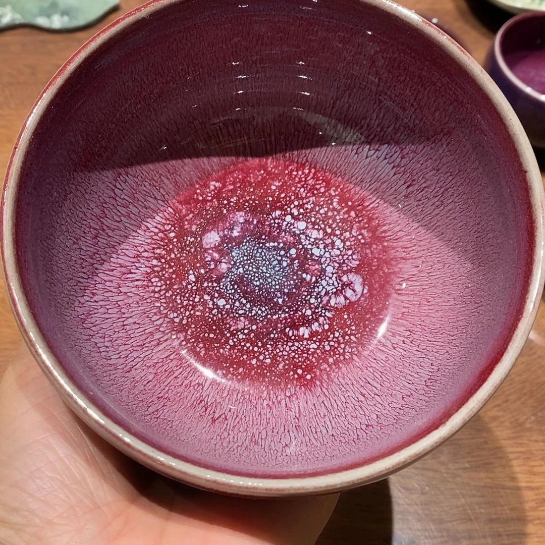 陶摆件钧窑拉丝红钧窑饭碗