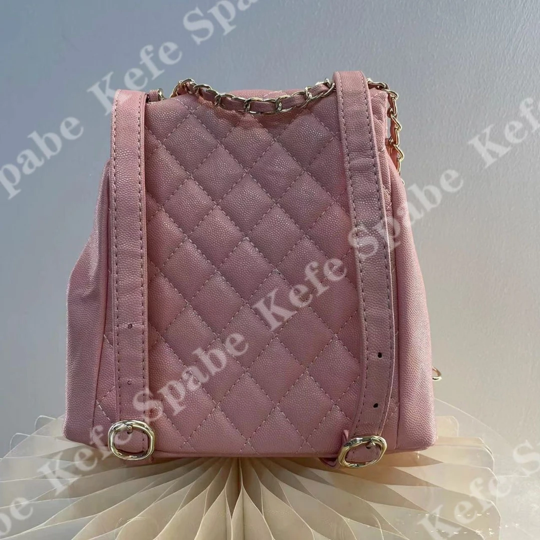 HM017Y  25新款粉色小青蛙菱格鱼子酱双肩包-1