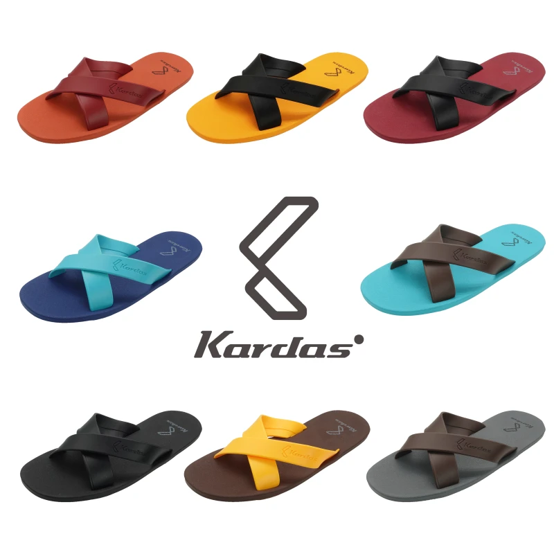 KARDAS泰国进口橡胶男士拖鞋一字拖防滑交叉防臭外穿沙滩休闲耐磨