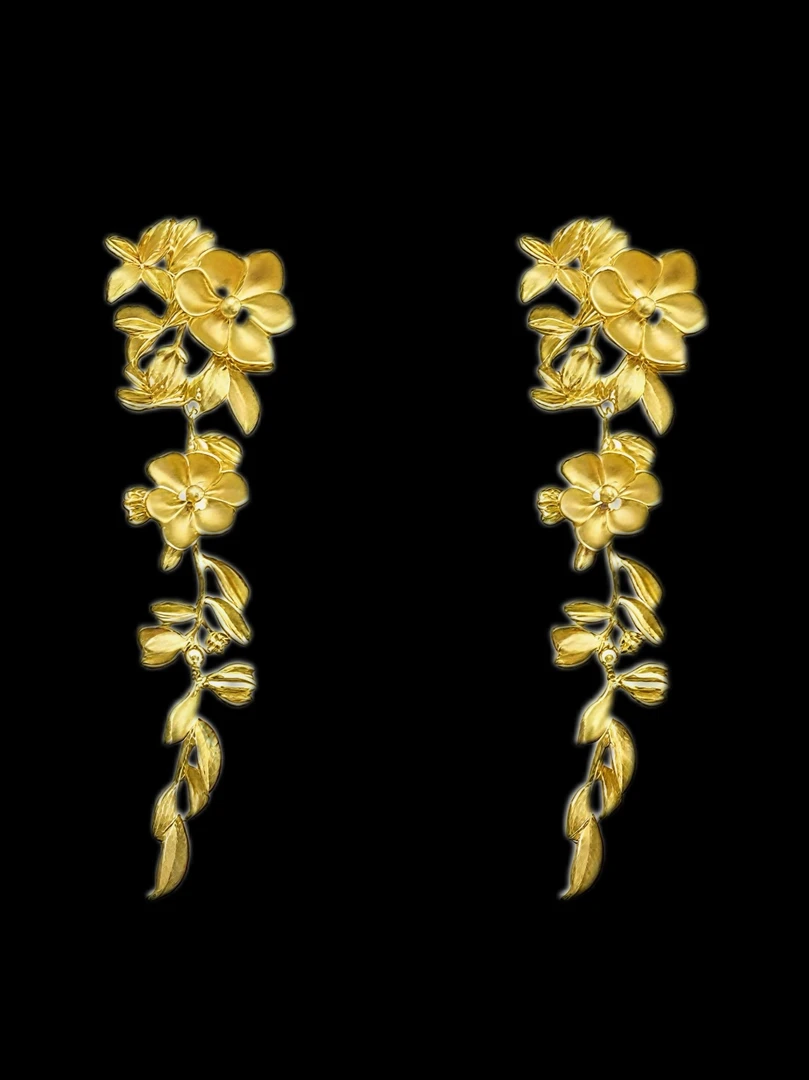 铜合金耳饰 【雅乔定制】金色大女主富贵花耳环YQTZ-250207