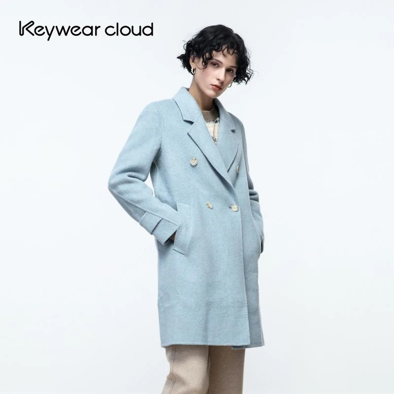 Keywearcloud奇威湖蓝活力长版大衣
