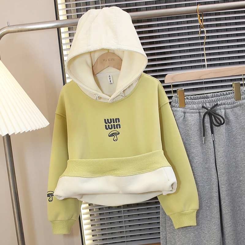 男童加绒卫衣秋冬款2024新款冬季帅气男孩加厚儿童冬装一体绒上衣