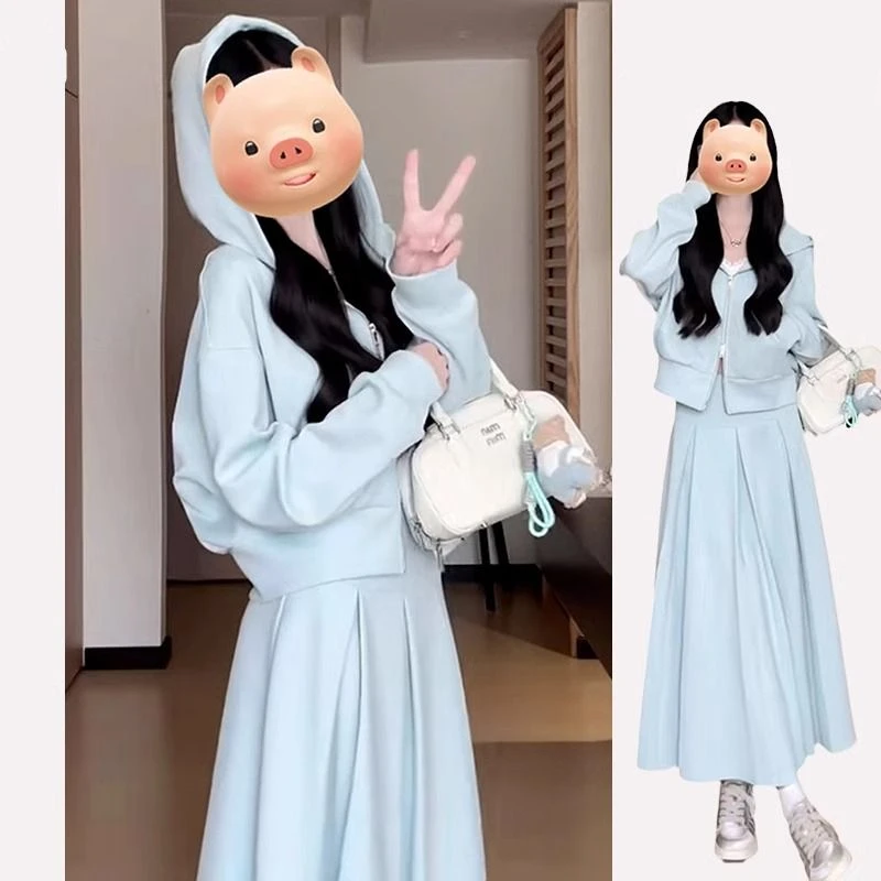 春秋穿搭配一整小香韩系风套装卫衣连衣裙子女秋冬款2025新款长…