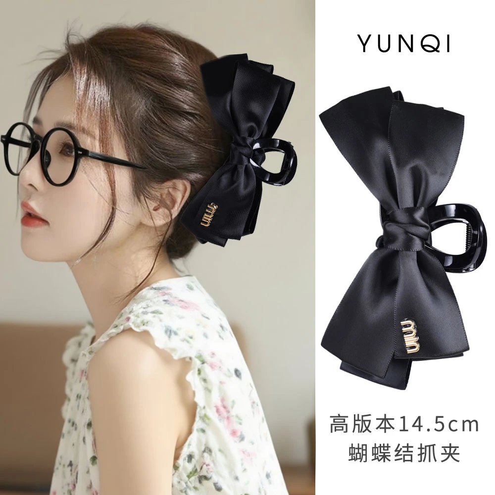 同款蝴蝶抓夹女新款发量多蝴蝶结鲨鱼夹大号气质发夹盘发发饰发卡