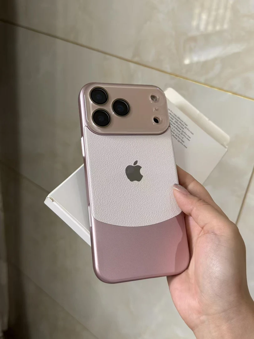 ins粉色素皮纹适用iPhone17promax手机壳14手机壳16ProMax水晶15