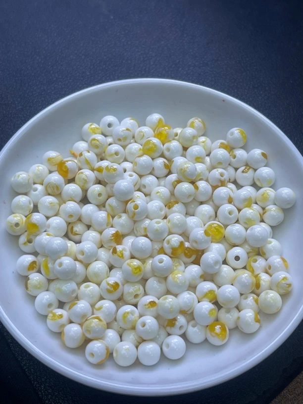 天然珠宝玉石 蜜蜡骨瓷白A324 6MM 50颗（赠弹力绳）