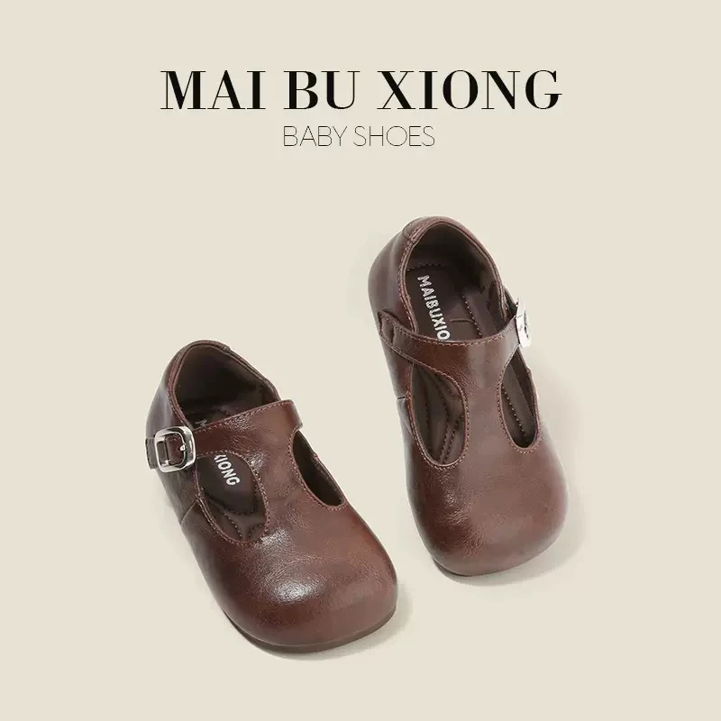 麦布熊女童小皮鞋软底防滑单鞋秋季新款圆头韩系透气（赠运费补贴）