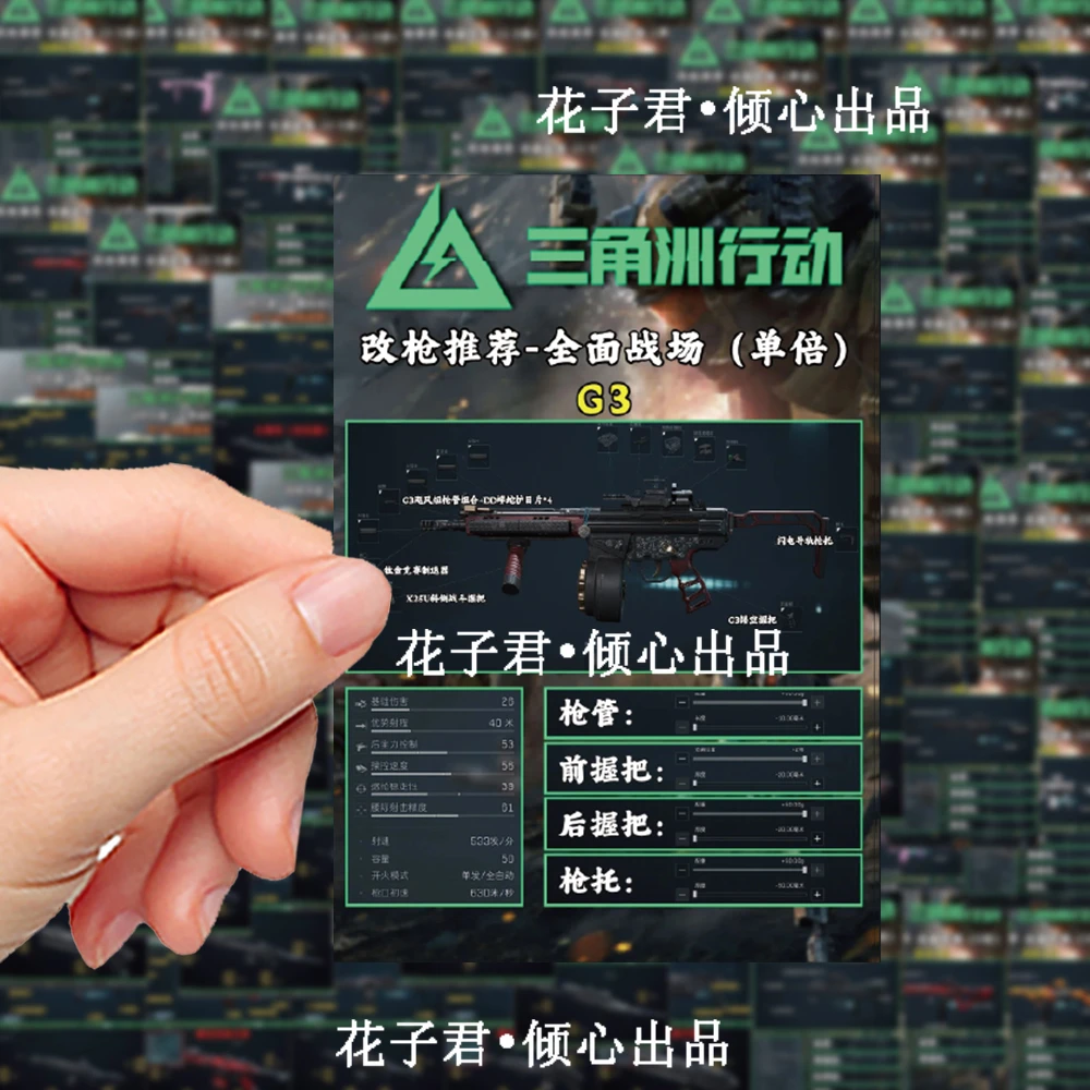 64张游戏三角洲行动贴纸枪械灵敏度配置介绍创意装饰贴画diy手账