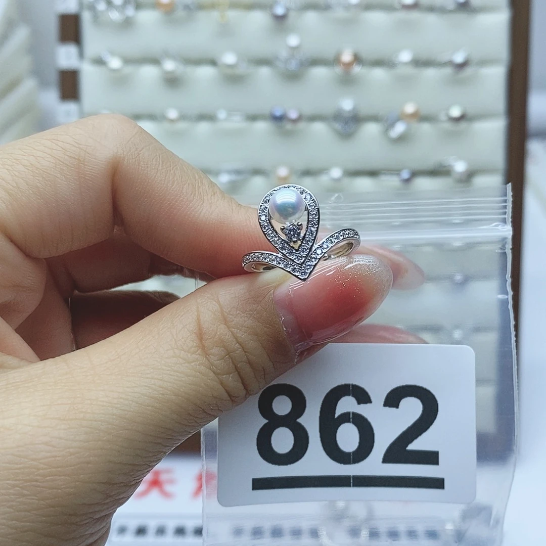 淡水珍珠戒指银S925镶嵌慕*862