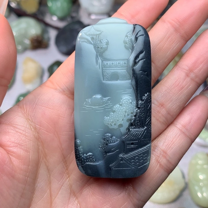 和田玉挂件未镶嵌蓝**光