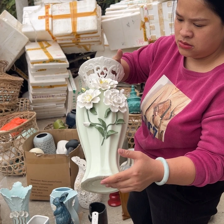 摆件高度40厘米口径8厘米瑕疵捡漏摩擦粘釉