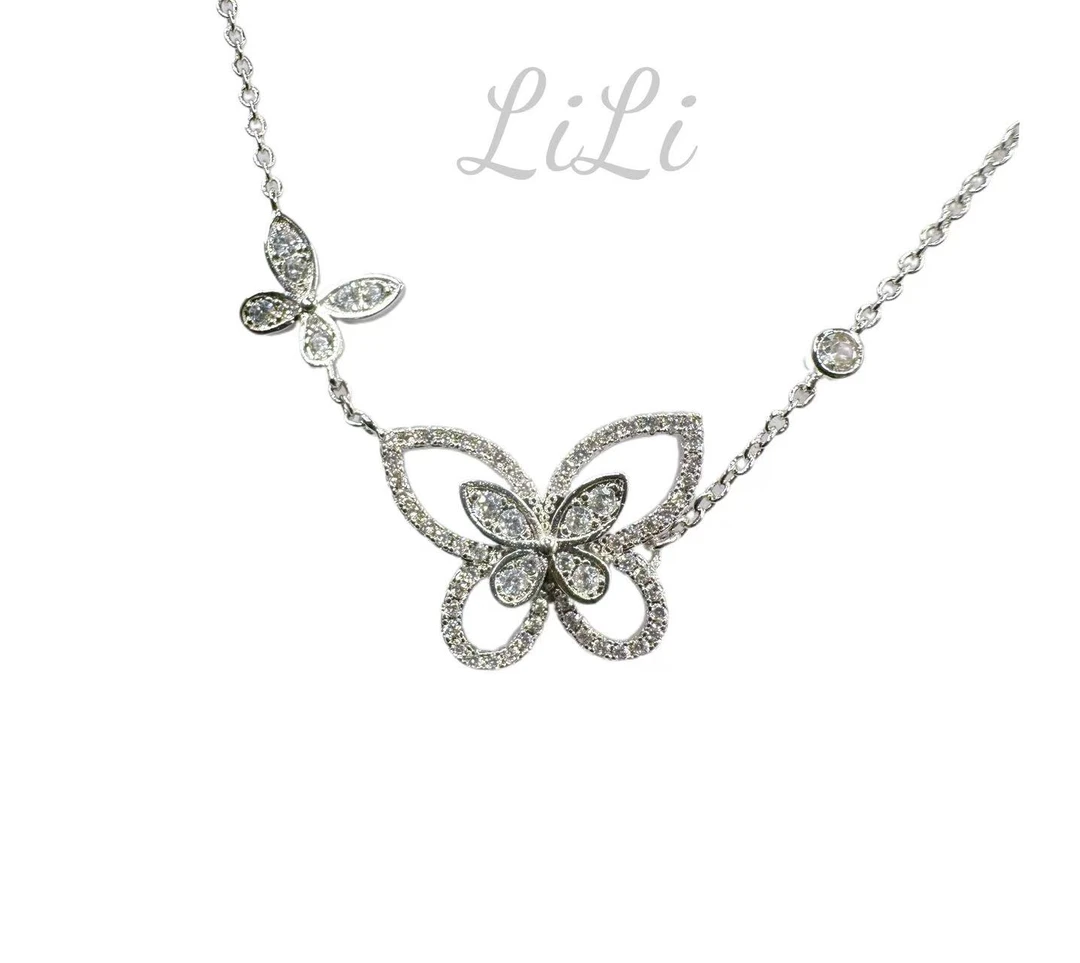 铜合金锆石项链 【13】高版本幻影蝴蝶满钻项链戒指双重奏蝴蝶